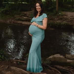 Elegant Teal Maternity Gown